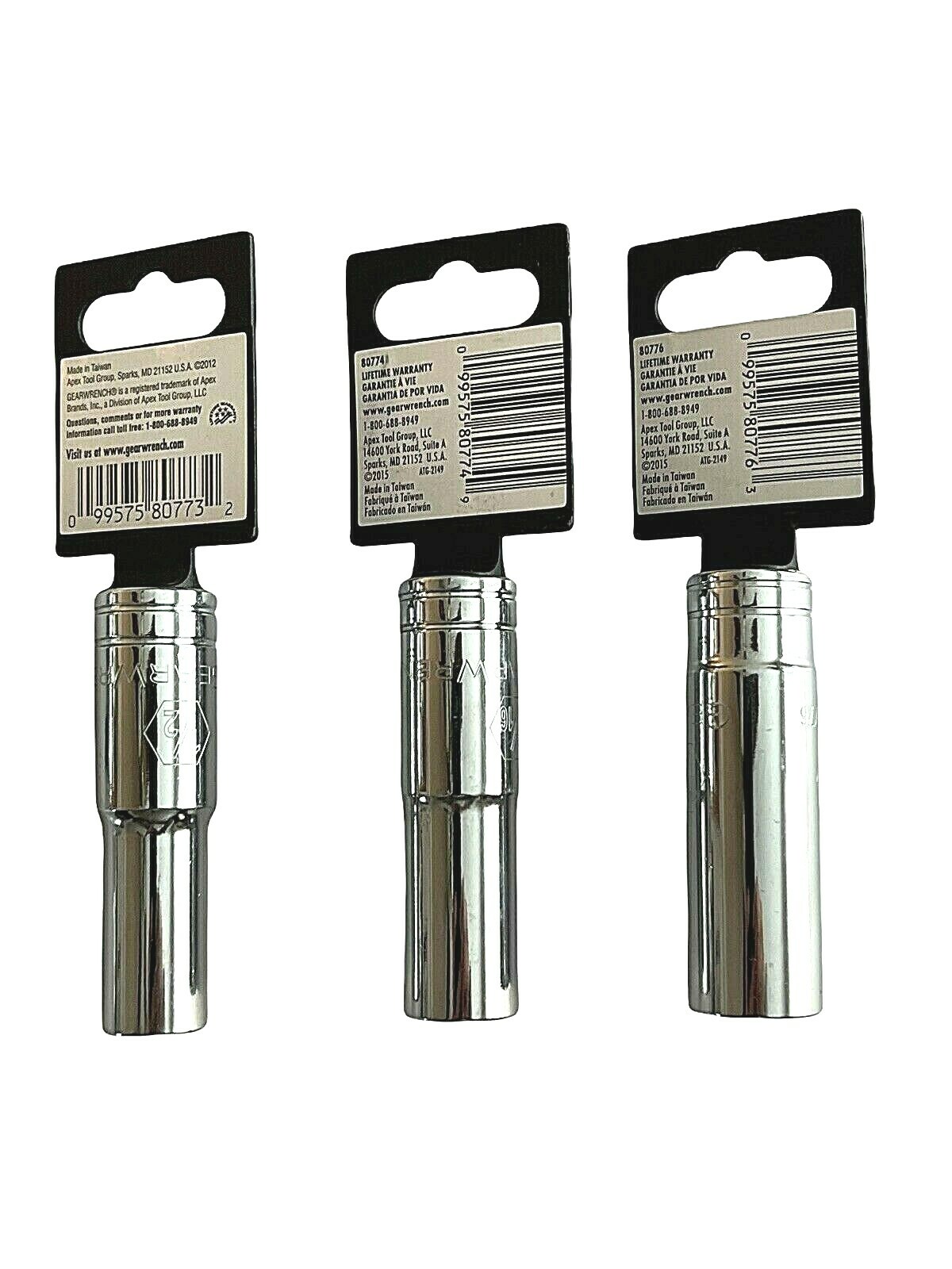 GearWrench 1/2″ Drive 12 Point SAE Deep Sockets 1/2″ 9/16″ 11/16″ Lot of 3 – NEW