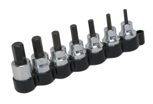 Lisle 13600 7pc 3/8in Hex Bit Set Standard Chrome SAE Tools New