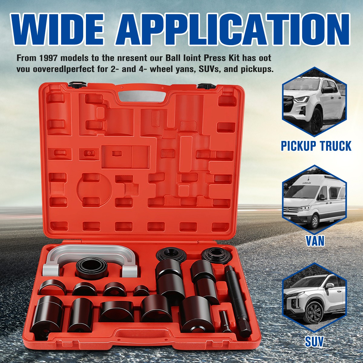 21Pcs Ball Joint Master Set Service Tool Kit Remover Installer Adapter 2 4 WD