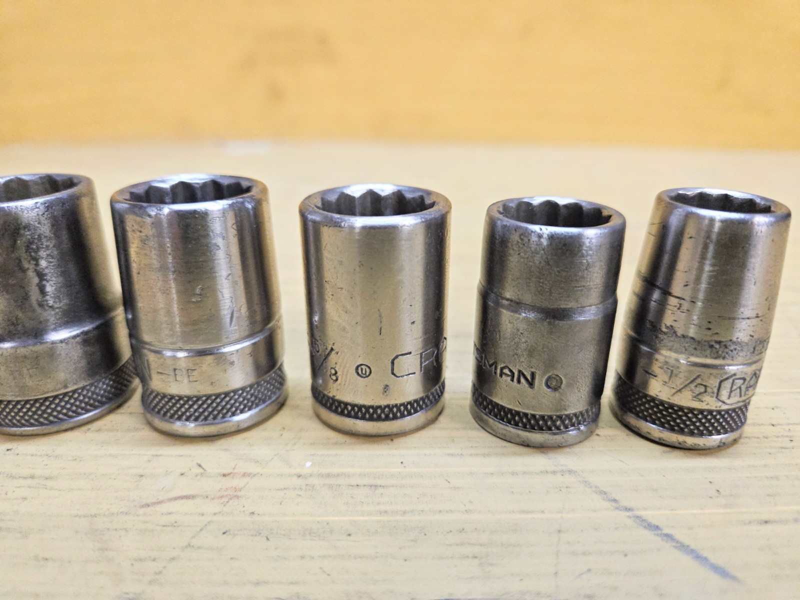 Vintage Craftsman 1/2″ Drive 11pc SAE 12pt Socket Set -BE- Circle U USA