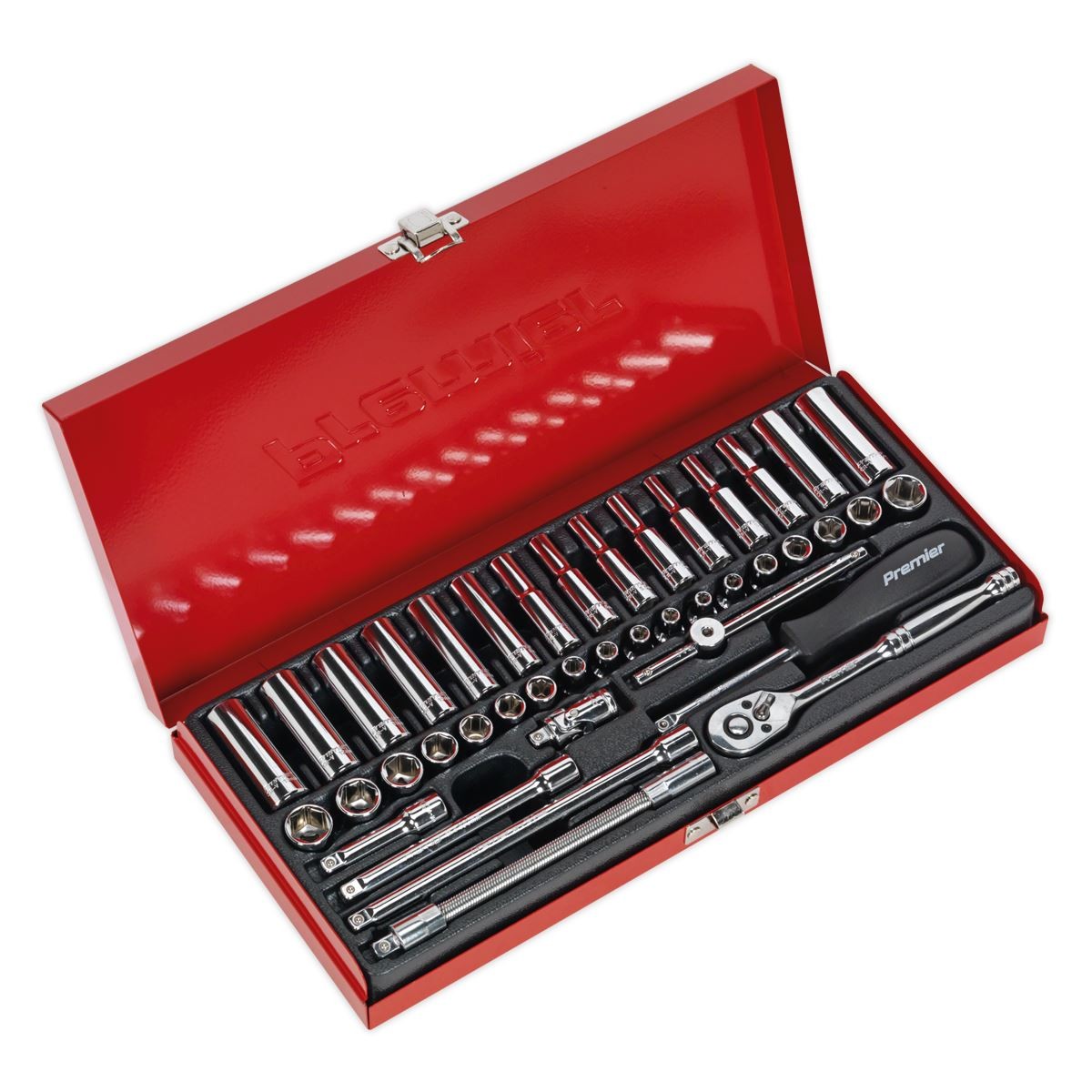 Sealey Metric Imperial Socket Set 41pc 1/4″Sq Drive 6pt Deep And Standard AK690