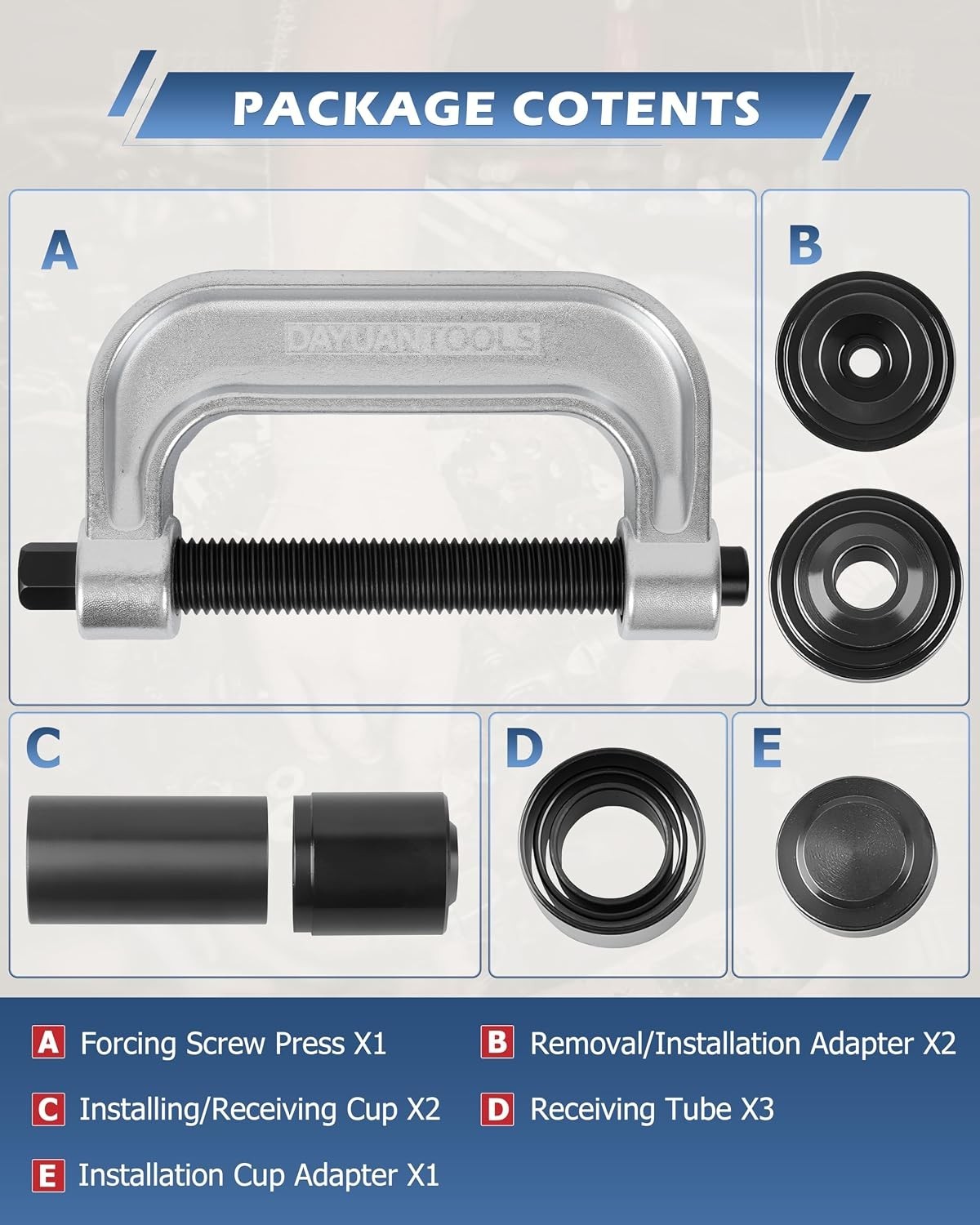 Red Ball Joint Press Kit for 2WD and 4WD Applications with Multiple Tool Options