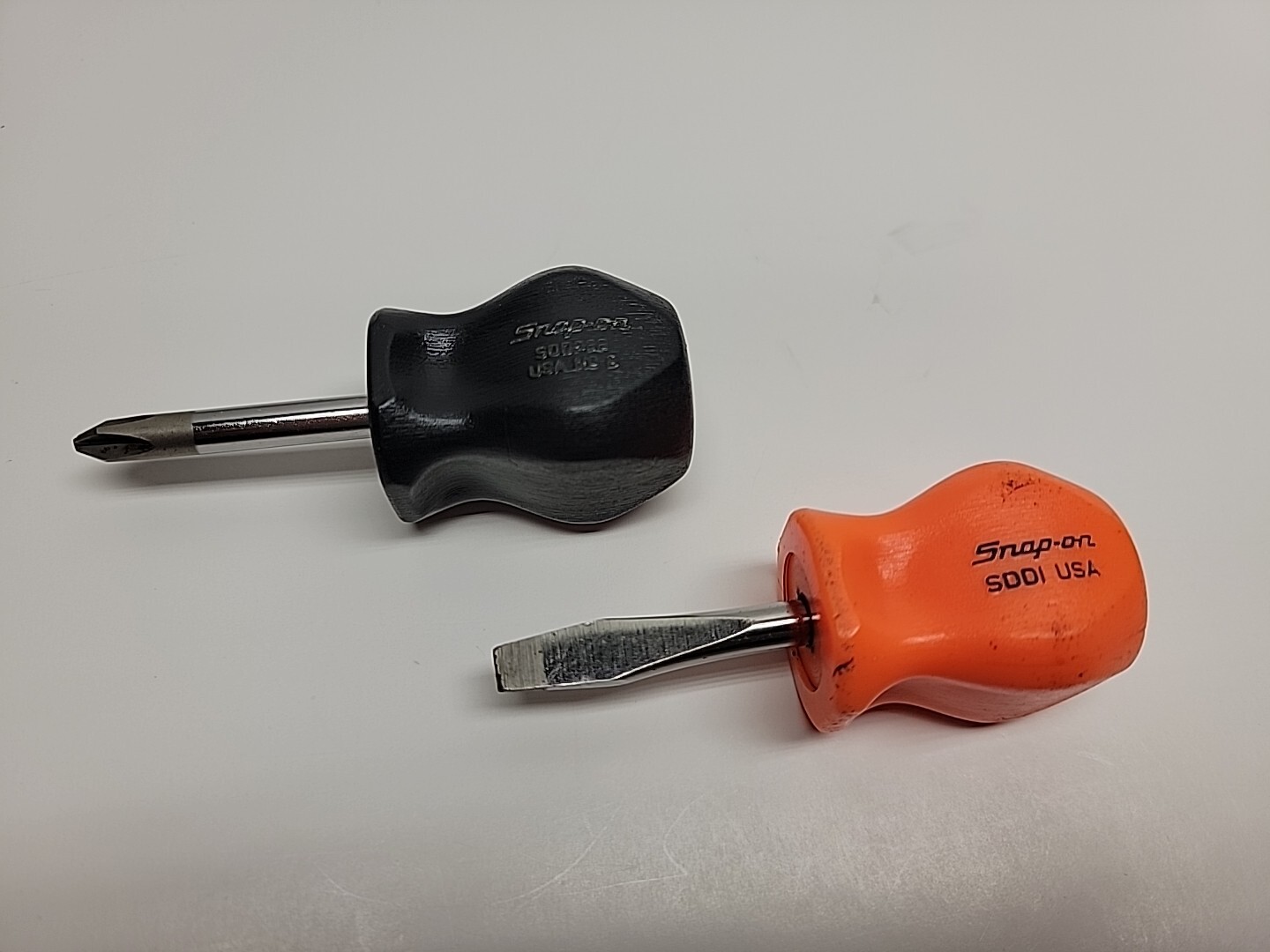 Snap On Tools ORIGINAL Stubby Screwdriver Set SDD1 & SDDP22 Orange/Black Handle