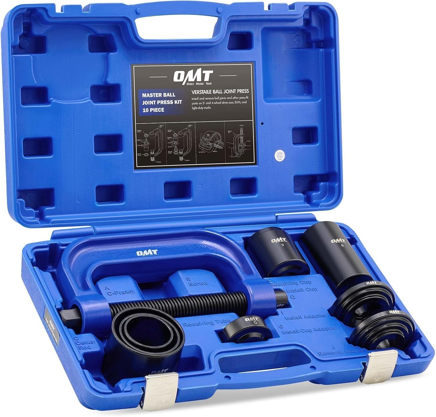 Compact Heavy-Duty Ball Joint Removal Tool Kit with Carrying Case & 4WD Adapters