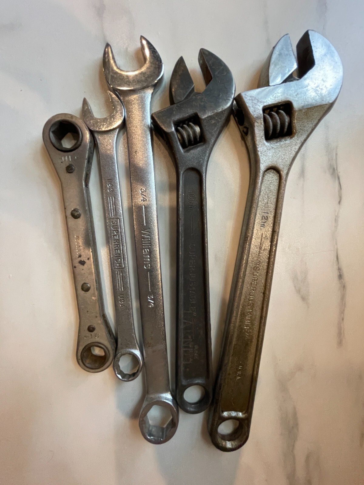 5 VTG J.H. WILLIAMS Double Box End Ratcheting Combination Adjustable Wrench set