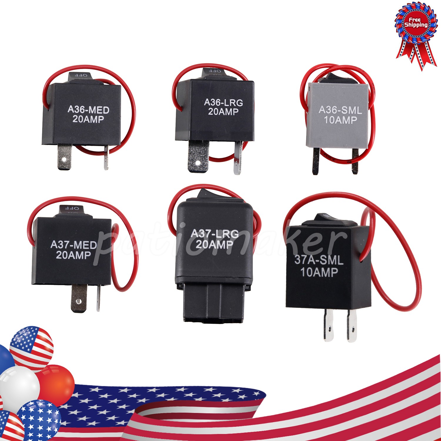 A36-MED 20AMP A36-LRG 20AMP A36-SML 10AMP A37-MED 20AMP A37-LRG20AMP 9038A Relay