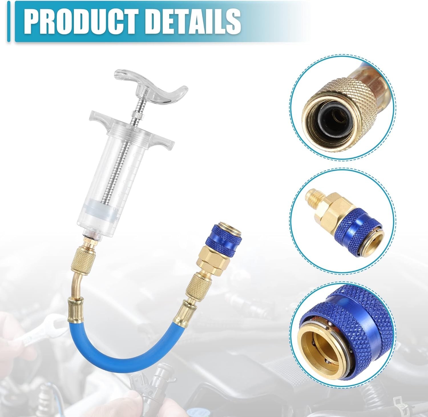 AC Oil & Dye Injector Tool 30ml with 1/4 SAE Connector for Fast Leak Detection