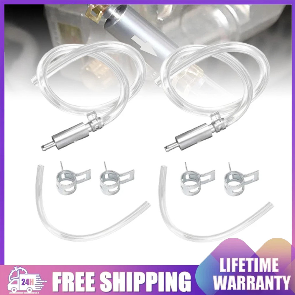 2 SET Universal One Way Brake Bleeder Kit Check Valve with Clear Hose & Clamps