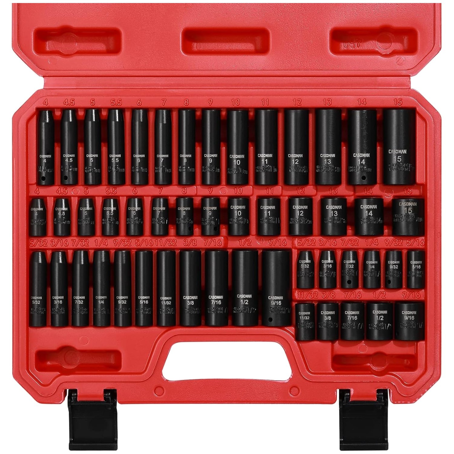 1/4″ Drive Impact Socket Set, 50-Piece, Standard/Deep