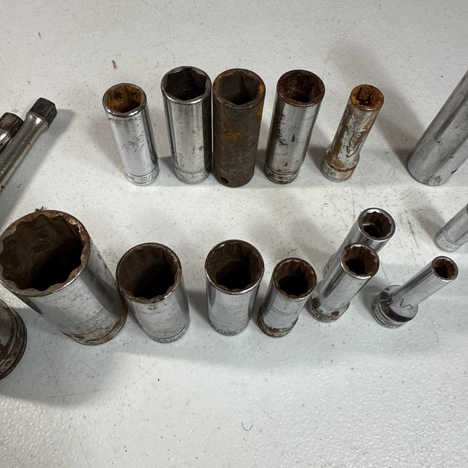 SNAP-ON Socket & Extension (Lot Of 17) 3/8″ Drive Deep SAE Sockets 6 & 12 Pt