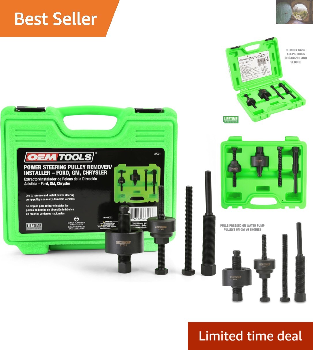 Portable Power Steering Pulley Puller Kit – Fits Multiple Vehicle Brands & Sizes