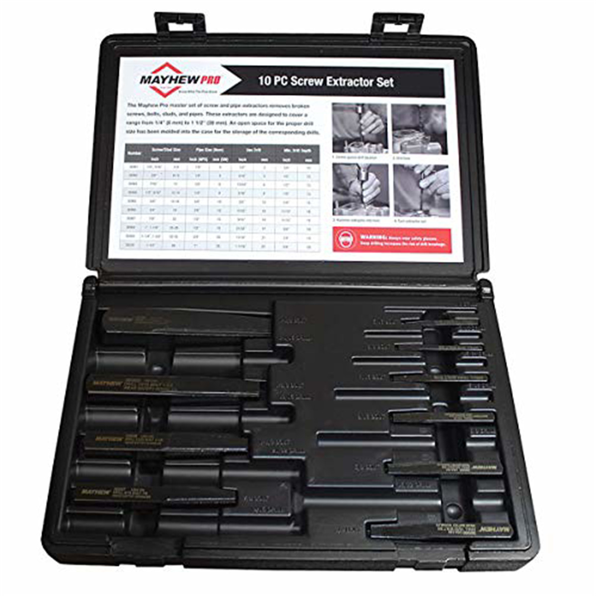 Mayhew Tools 37345 10-Piece Screw & Pipe Extractor Set