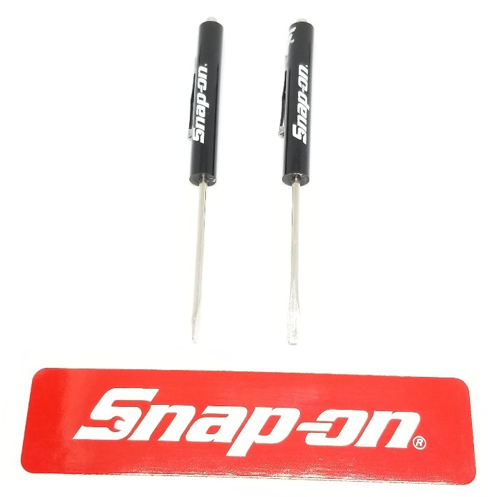 2 Black Snap on tools screwdrivers per order . pocket screwdriver . magnet end