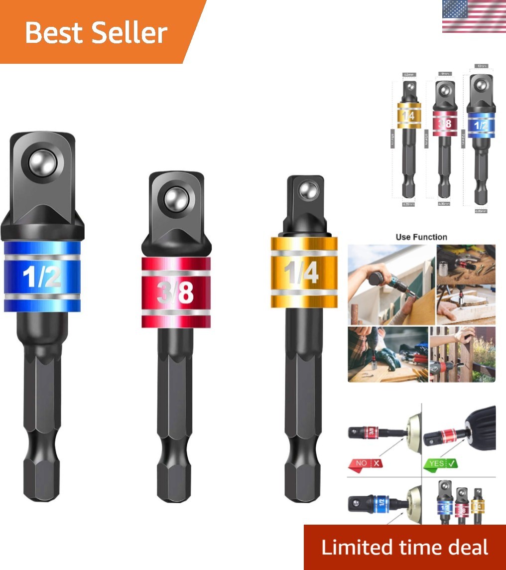 Versatile 1/4-Inch Hex Shank Impact-Grade Socket Adapter Set – Color-Coded Ease