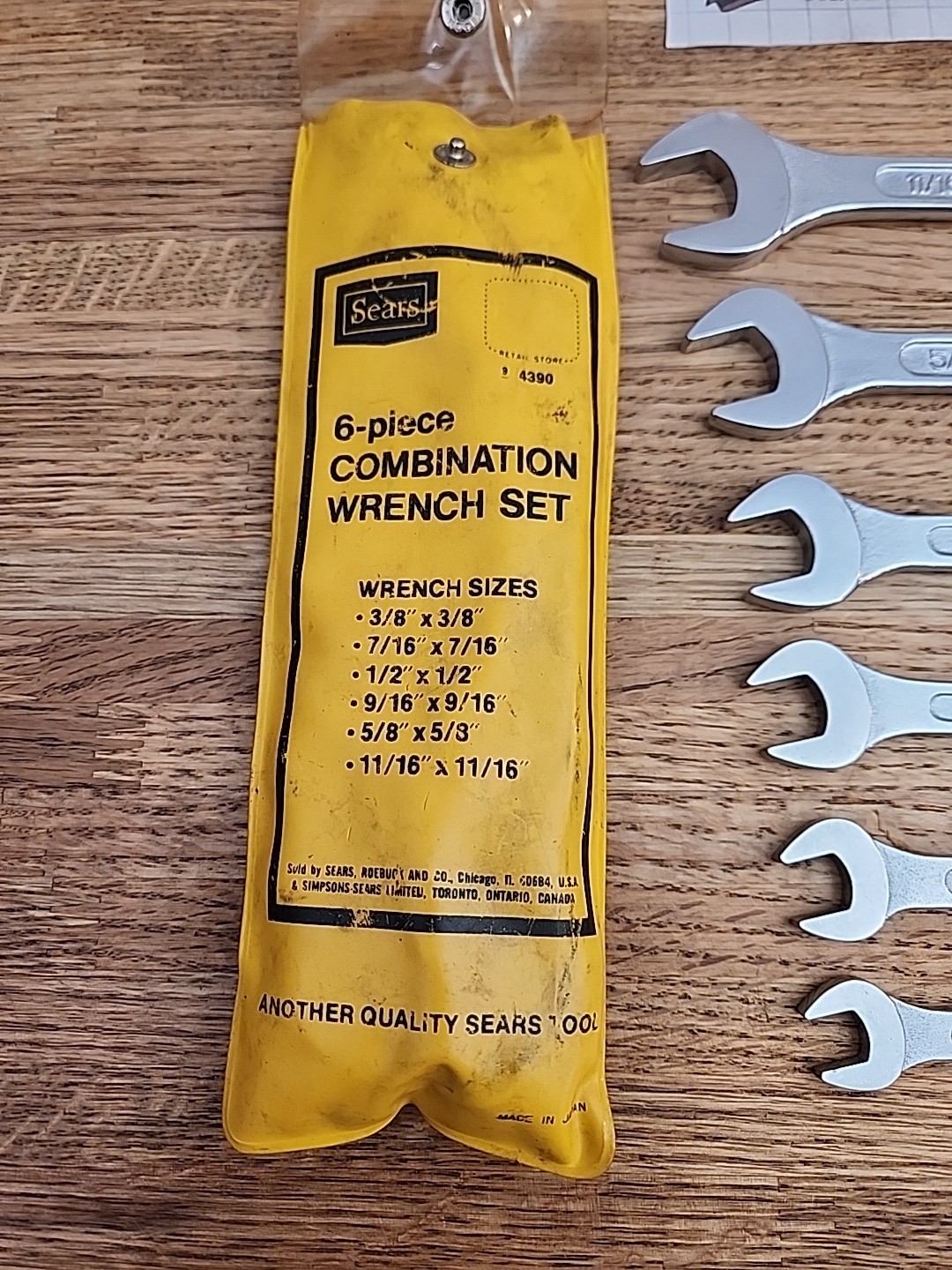 Vintage Sears 6pc SAE Wrench Set 4390
