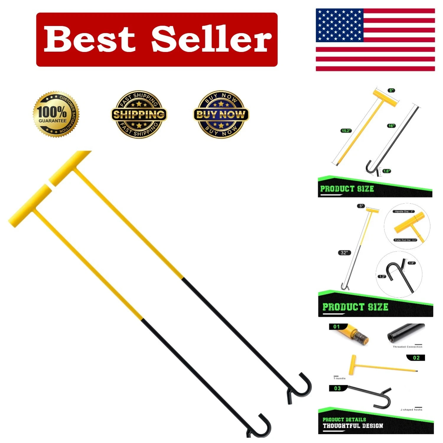 5th Wheel Pin Puller 2 Pack 32″ Solid Steel Chrome Plated 5th Wheel Puller Ho…