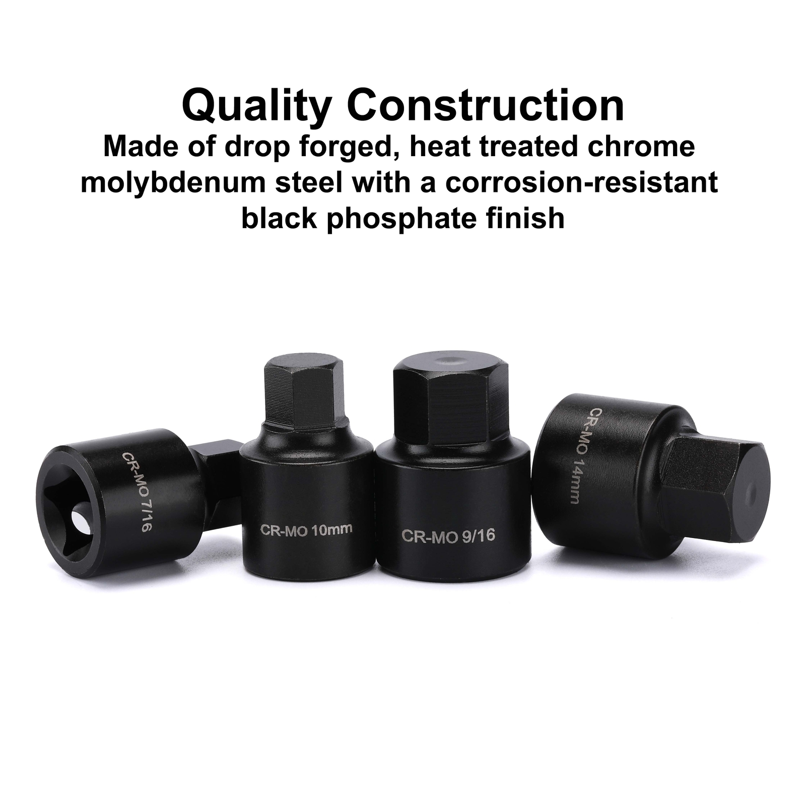 16 Pcs 3/8 Inch Drive Low Profile Impact Hex Driver Set Cr-Mo 1/4″-3/4″ 6mm-19mm