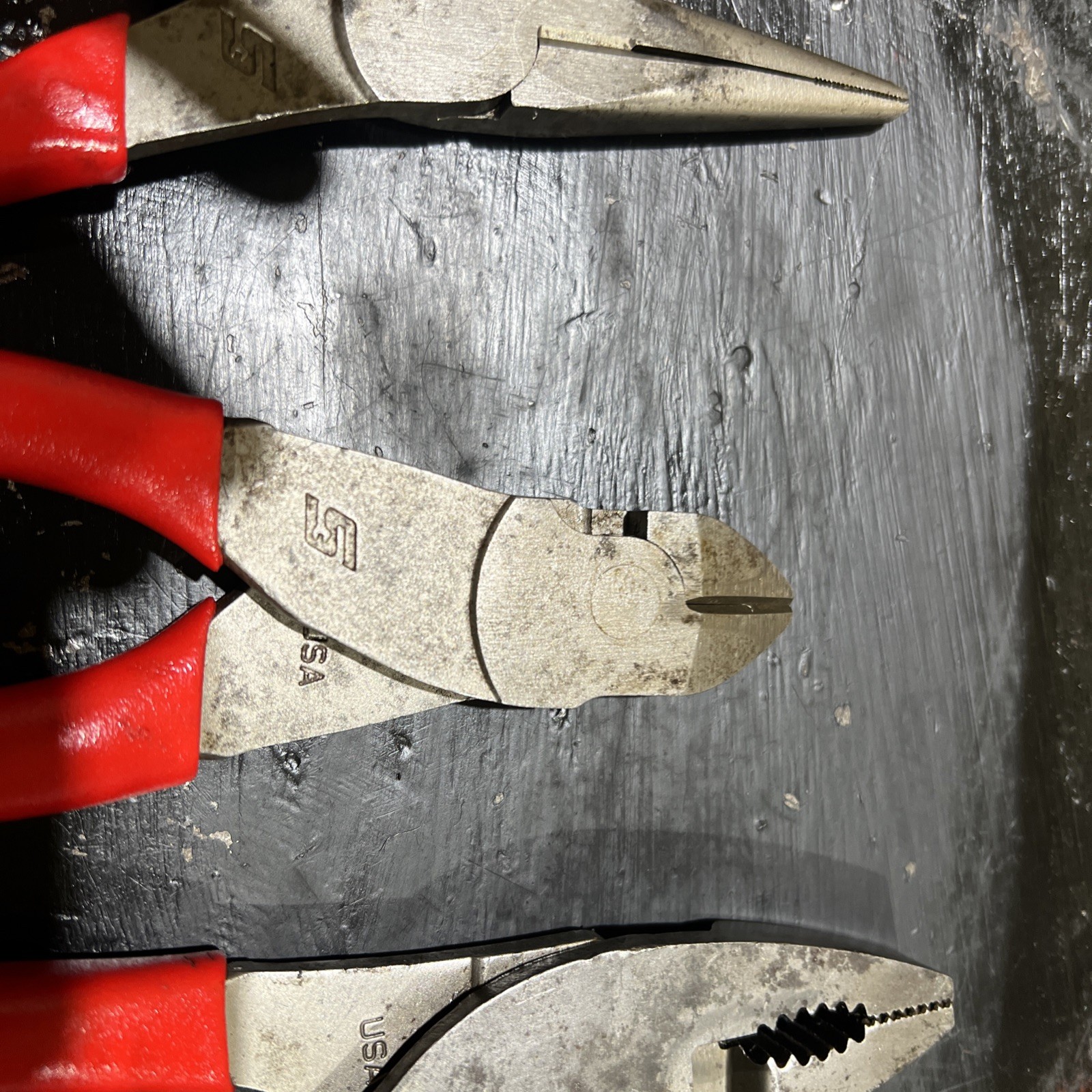 Snap-on 3pc Soft Grip Mix Pliers Set 196acf 87acf 137acf red handle