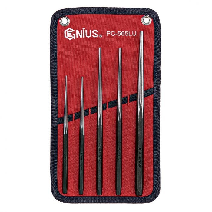 Genius Tools 5pc PRO Long Taper Line Up Punch Set w/ Roll Pouch #PC-565LU