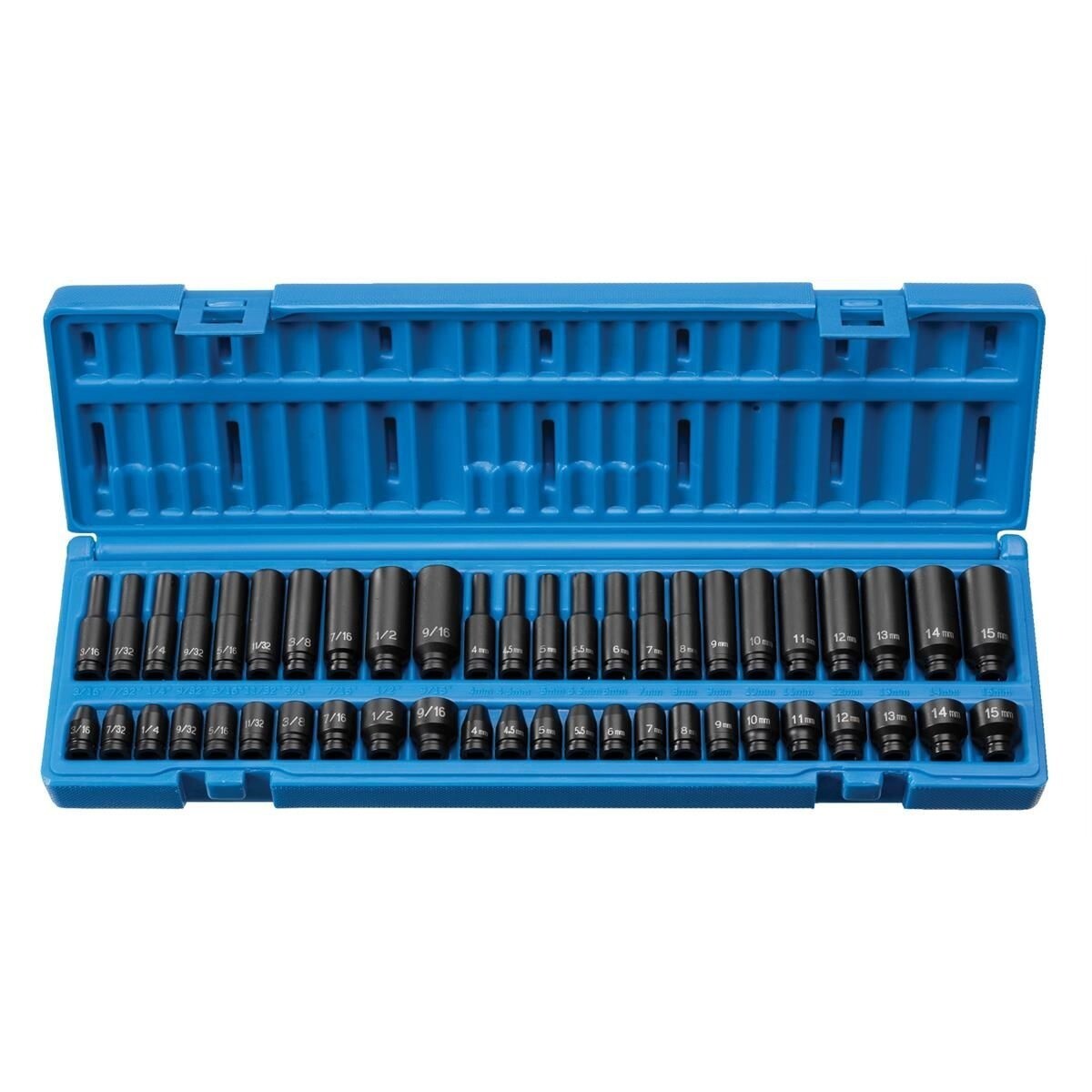 Grey Pneumatic 48-Piece 1/4» Drive Standard/Deep Metric Impact Socket Set 9748