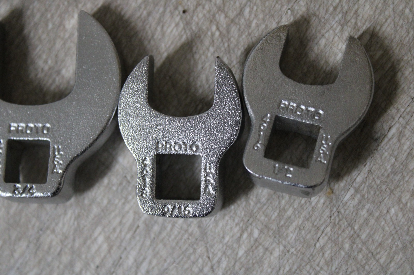 4 Piece PROTO 3/8″ drive SAE Crowfoot Wrench Set Lot USA 1» 3/4» 9/16» 1/2»