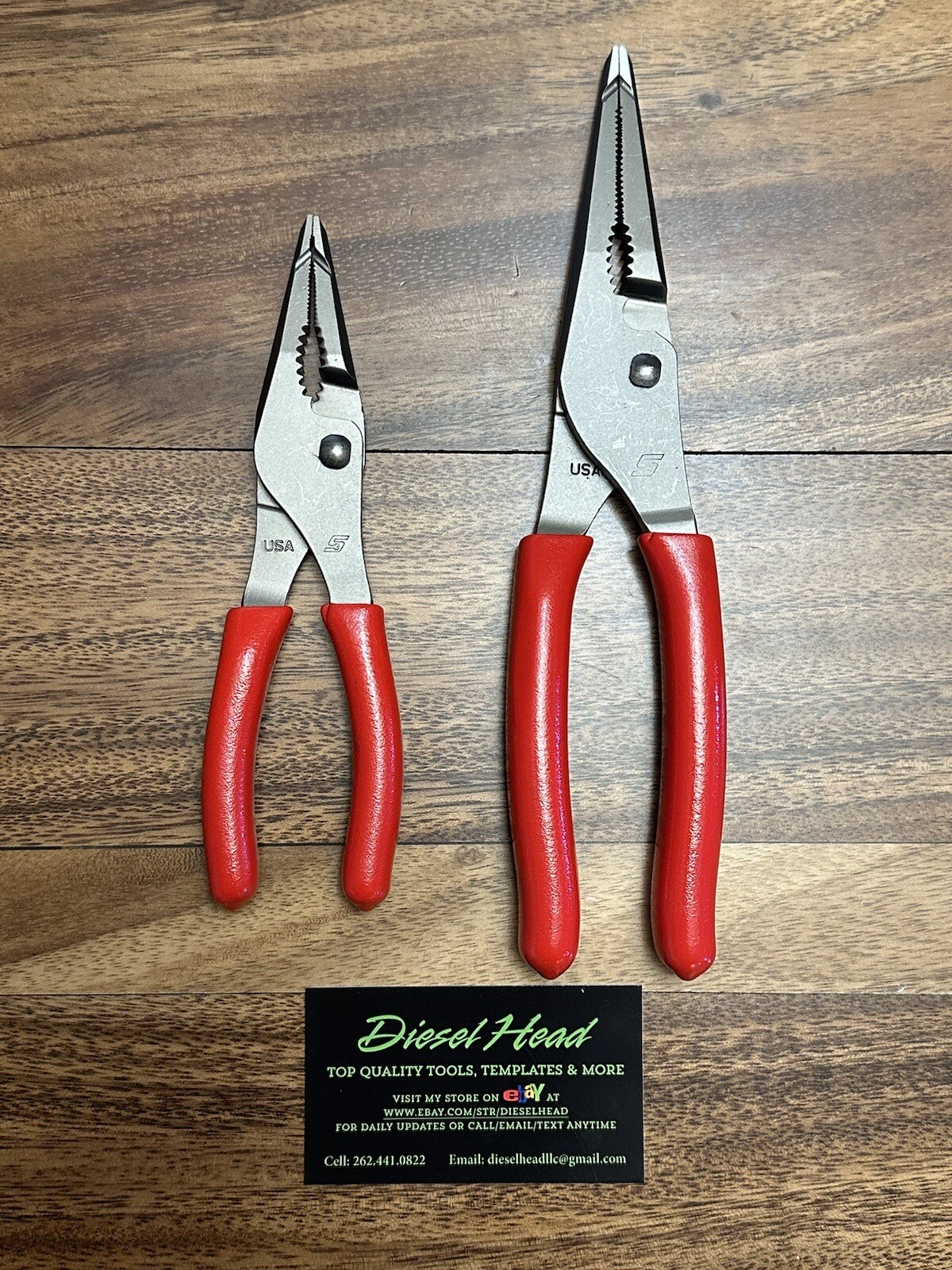 *NEW* Snap On LN47ACF & LN46ACF Needle Nose/Slip-Joint Combination RED Plier Set