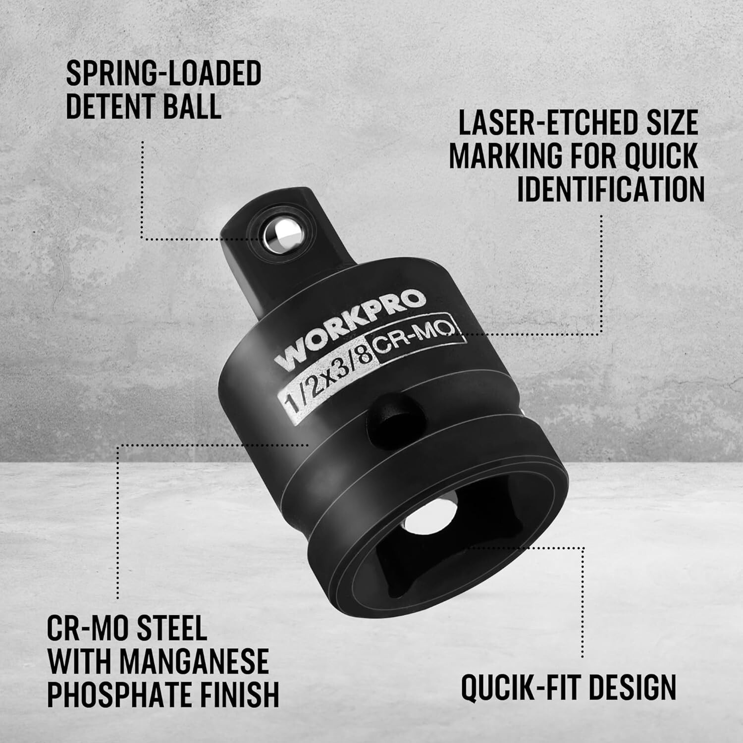 WORKPRO 7PIECE Impact Socket Adapter Set 1/4″ Drill Extension Set 1/2″ 3/8″ 1/4″