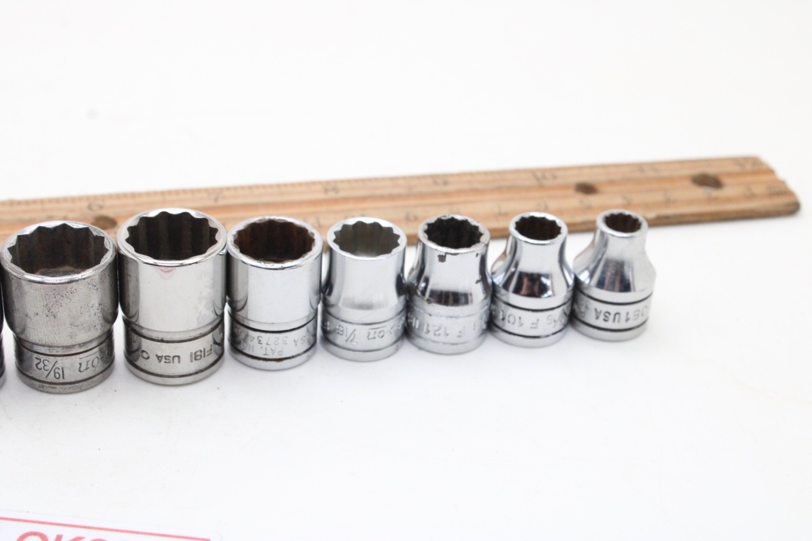 Snap-on F081 – F281 1/4-7/8″ 3/8″ Drive 12 Point 12 Piece SAE Chrome Set USA