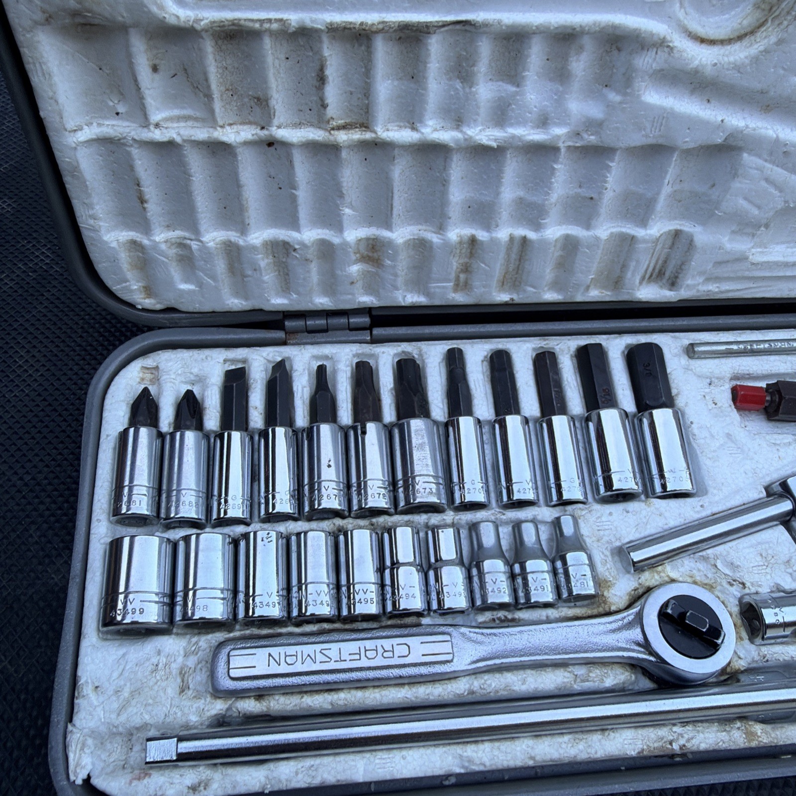 Sears Craftsman 1/4″ Drive 48pc SAE RHFT Socket Set Metal Case USA RARE 44392