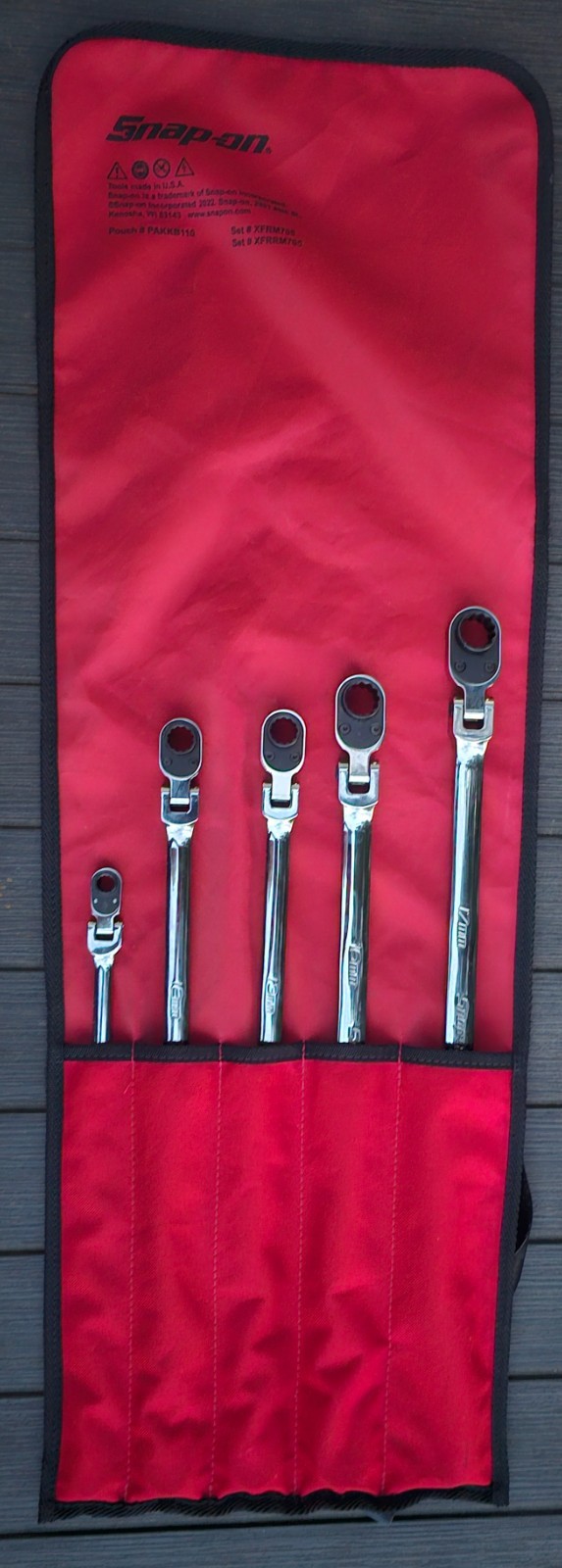 Snap-on XFRRM705 12-point double flex ratcheting wrench set 8-19mm reversible