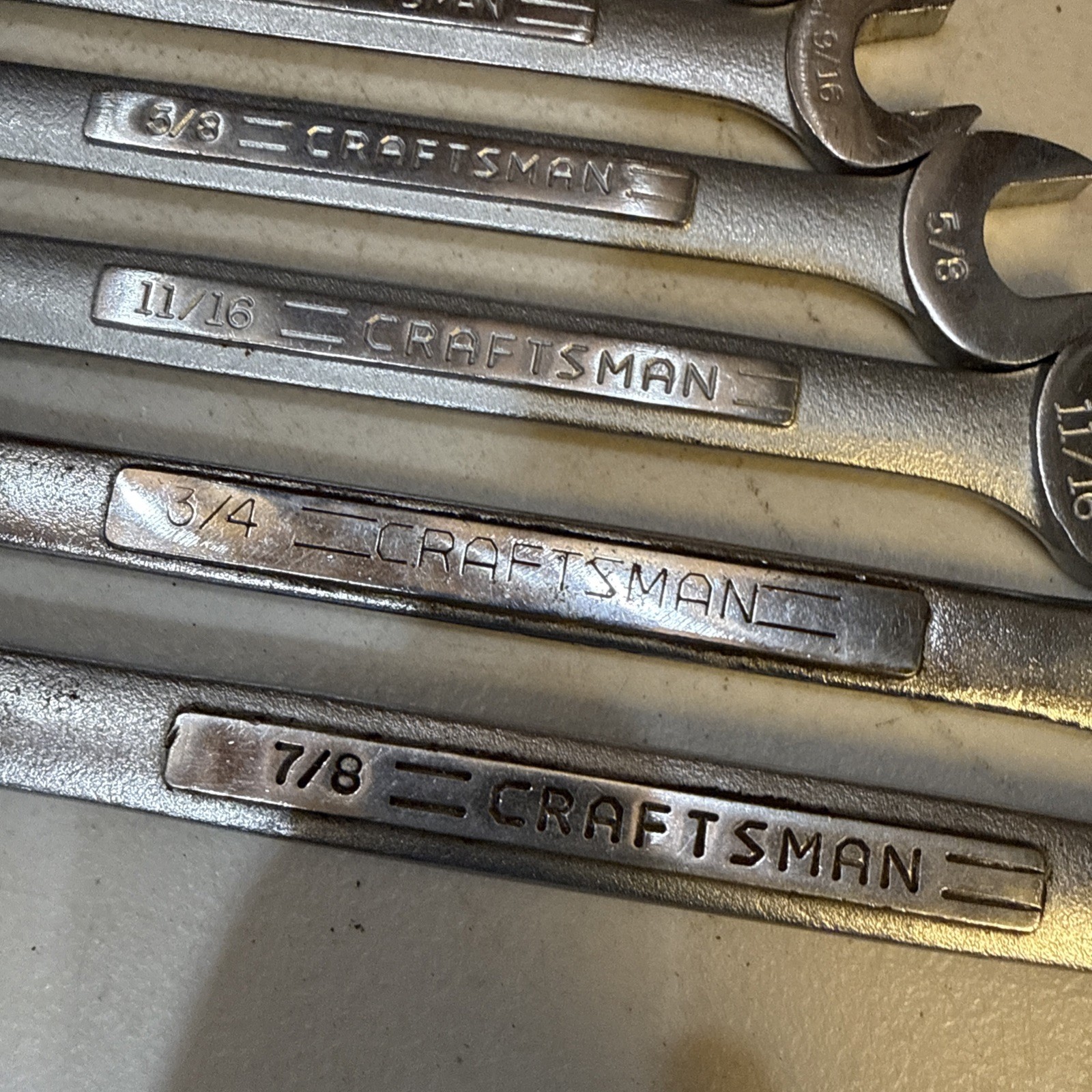 USA Made Craftsman 10 piece SAE Combination Wrench Set -VV- 7/8” To 5/16”