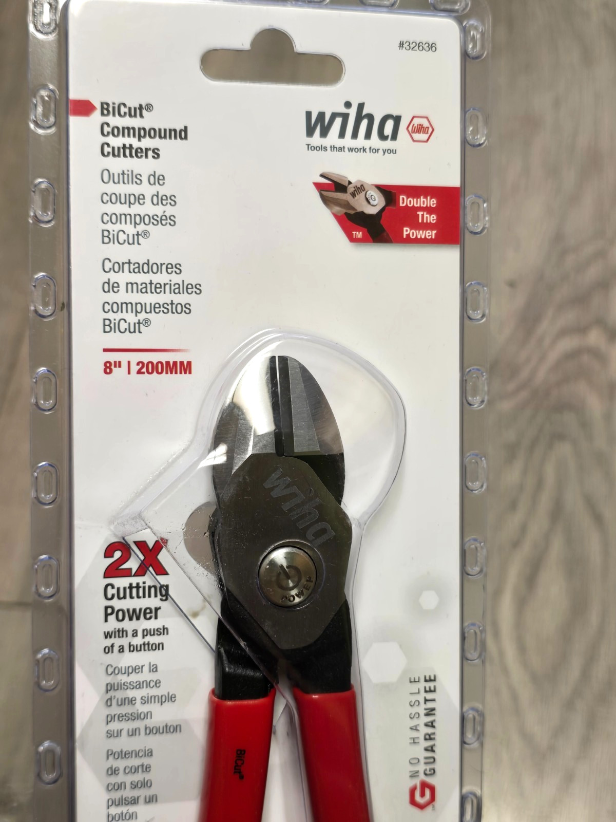 Wiha Tools 32636 8″ Push Button BiCut Compound Diagonal Cutter Pliers, Germany