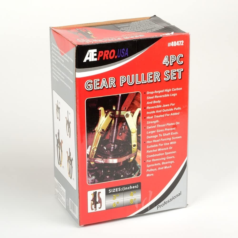4PC 3-Jaw Gear Puller Set – 3″, 4″, 6″, 8″ | Removal Tool for Gears, etc.