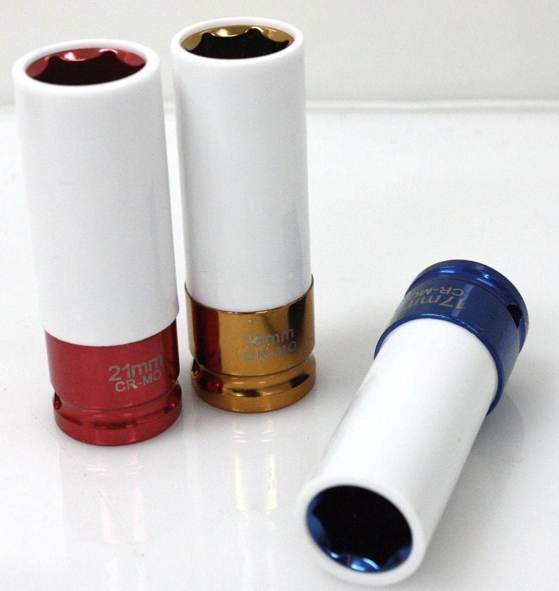 3PC 1/2″ Dr. 6pts Thin Wall Impact Lug Nut Socket Set 17mm 19mm 21mm w/Sleeve