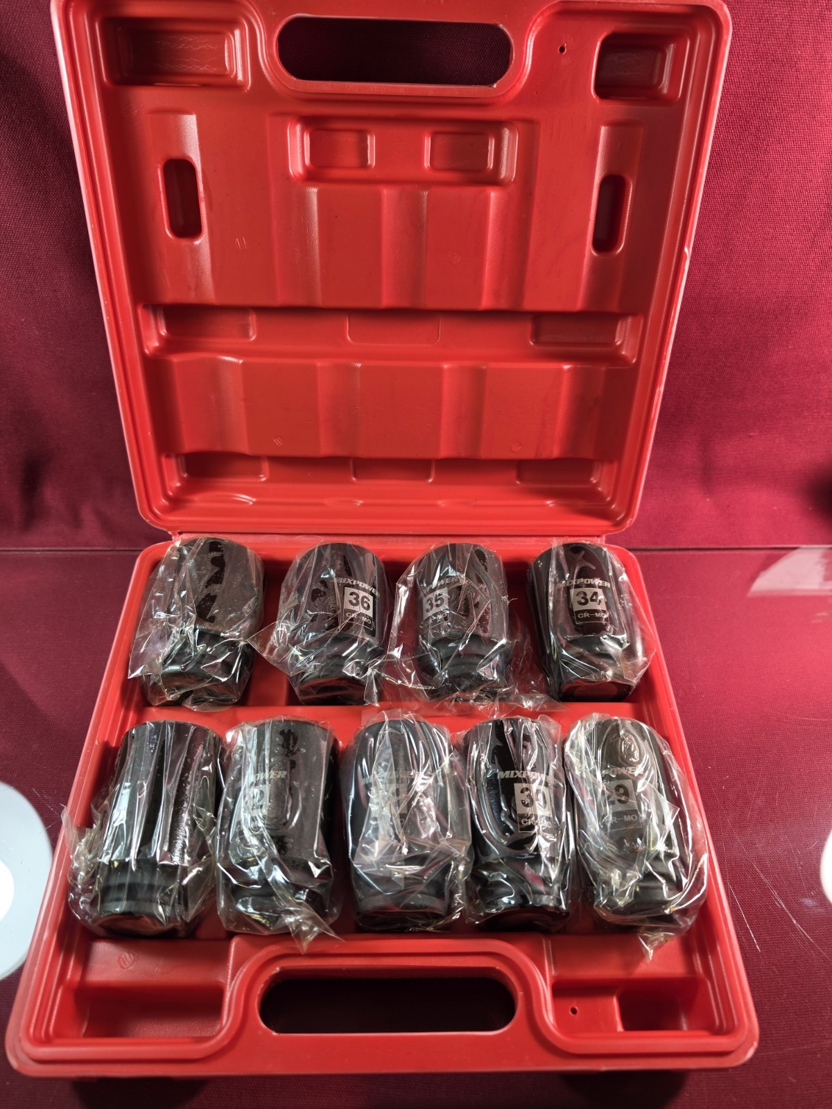 Mix Power 9pc 1/2″ Drive Axle Nut Socket Set Metric 29-38mm CR-mo New W/case