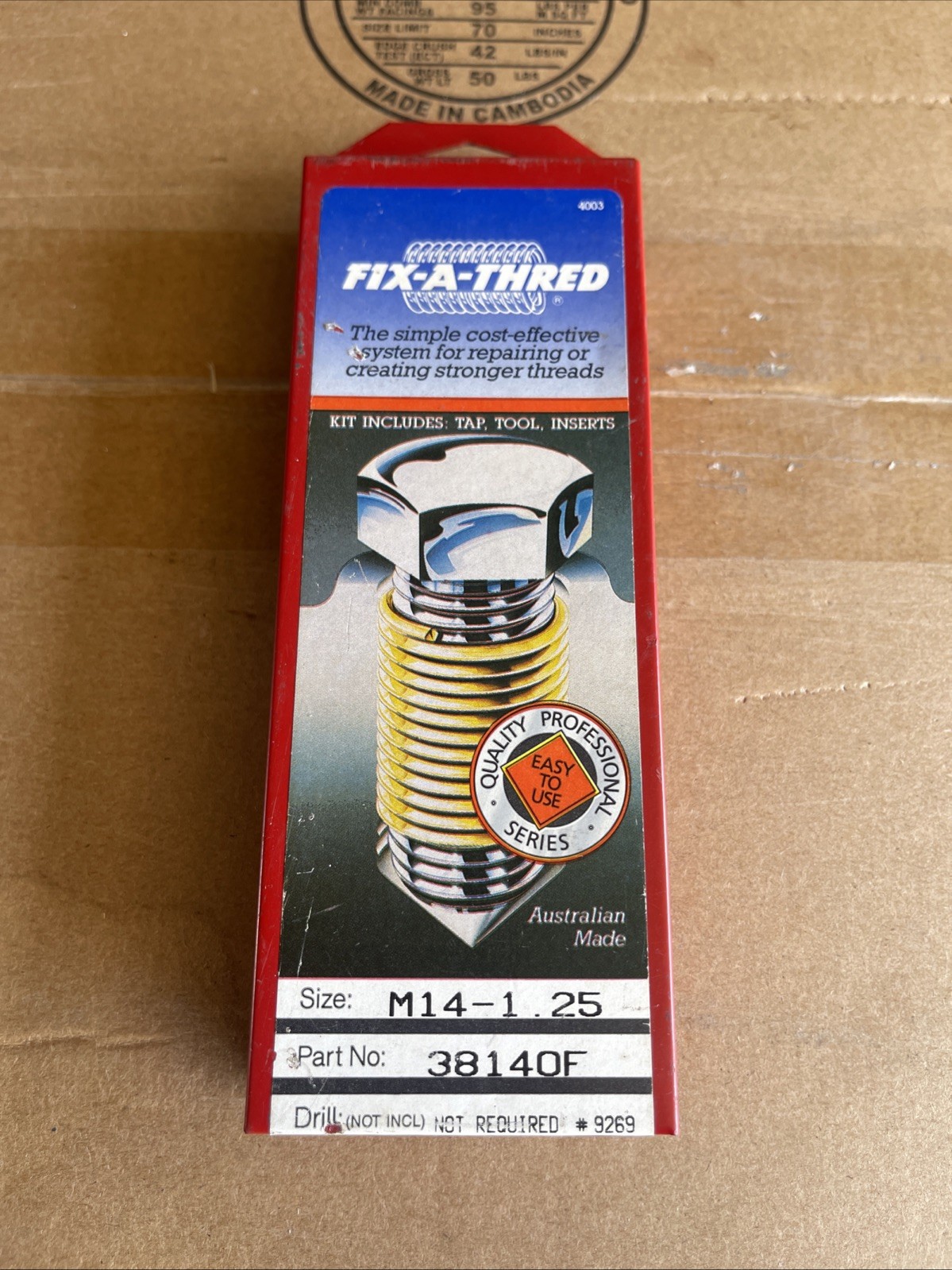 Fix-A-Thread Thread Repair Kit Size : M14-1.25 Part # 38140F NOS