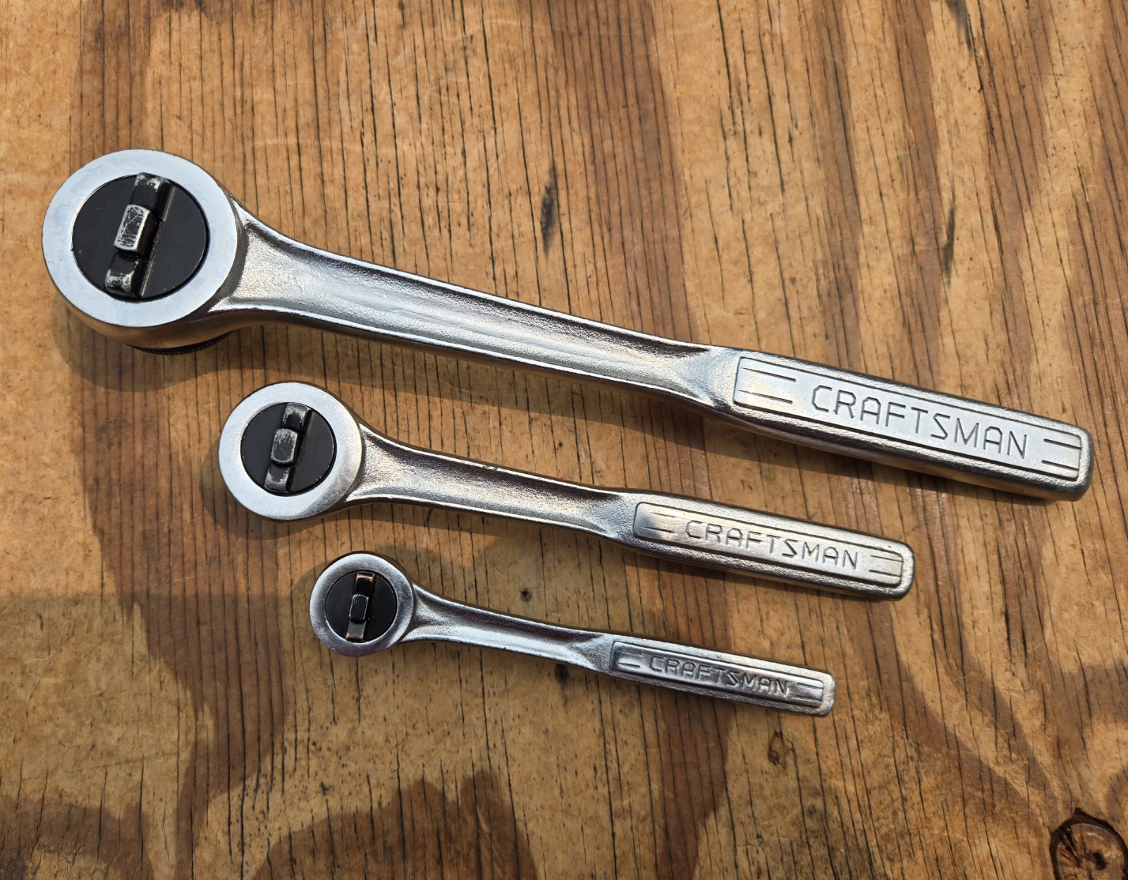 Vntg Craftsman RHFT Ratchet -V- Set 1/4 3/8 1/2 Dr. 43178 43788 44978 USA Pats.