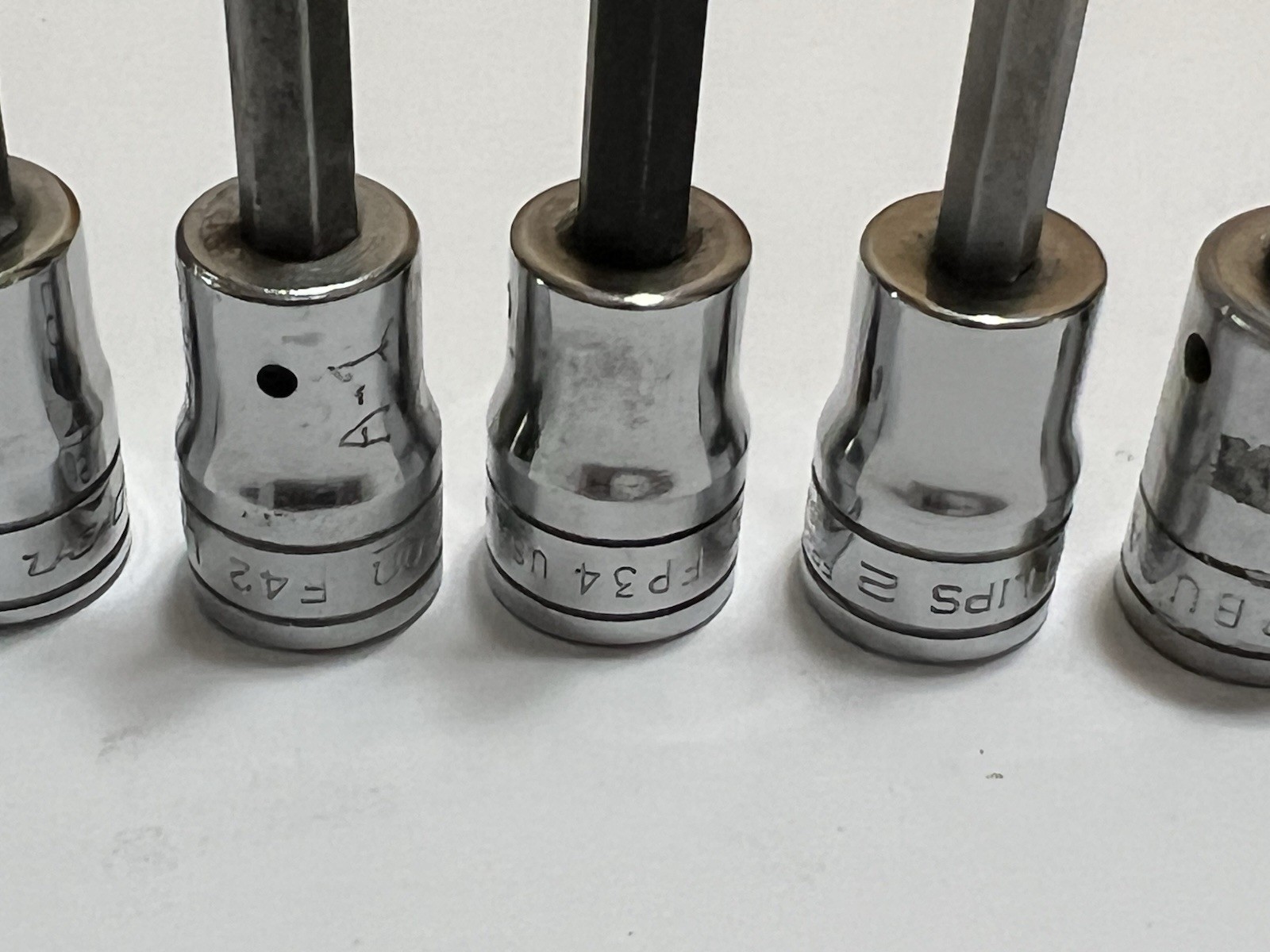 Snap On 3/8 Drive Drag Link Flat Tip and Phillips Socket Driver Set 9 pc USA