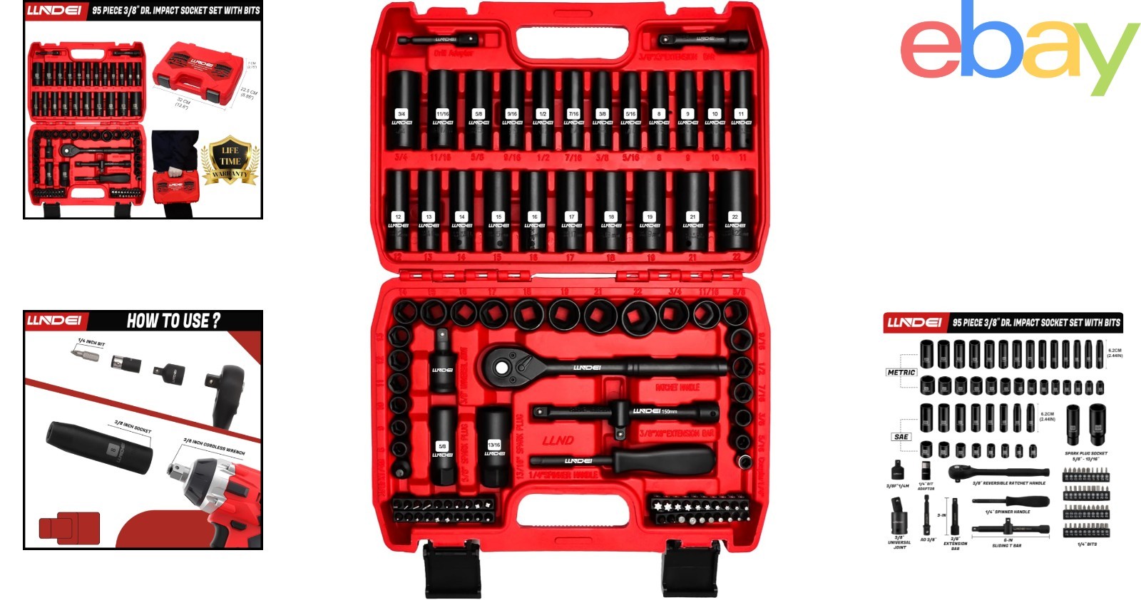 Multi-Use Impact Socket Set Featuring Deep and Shallow Chrome Vanadium Tools