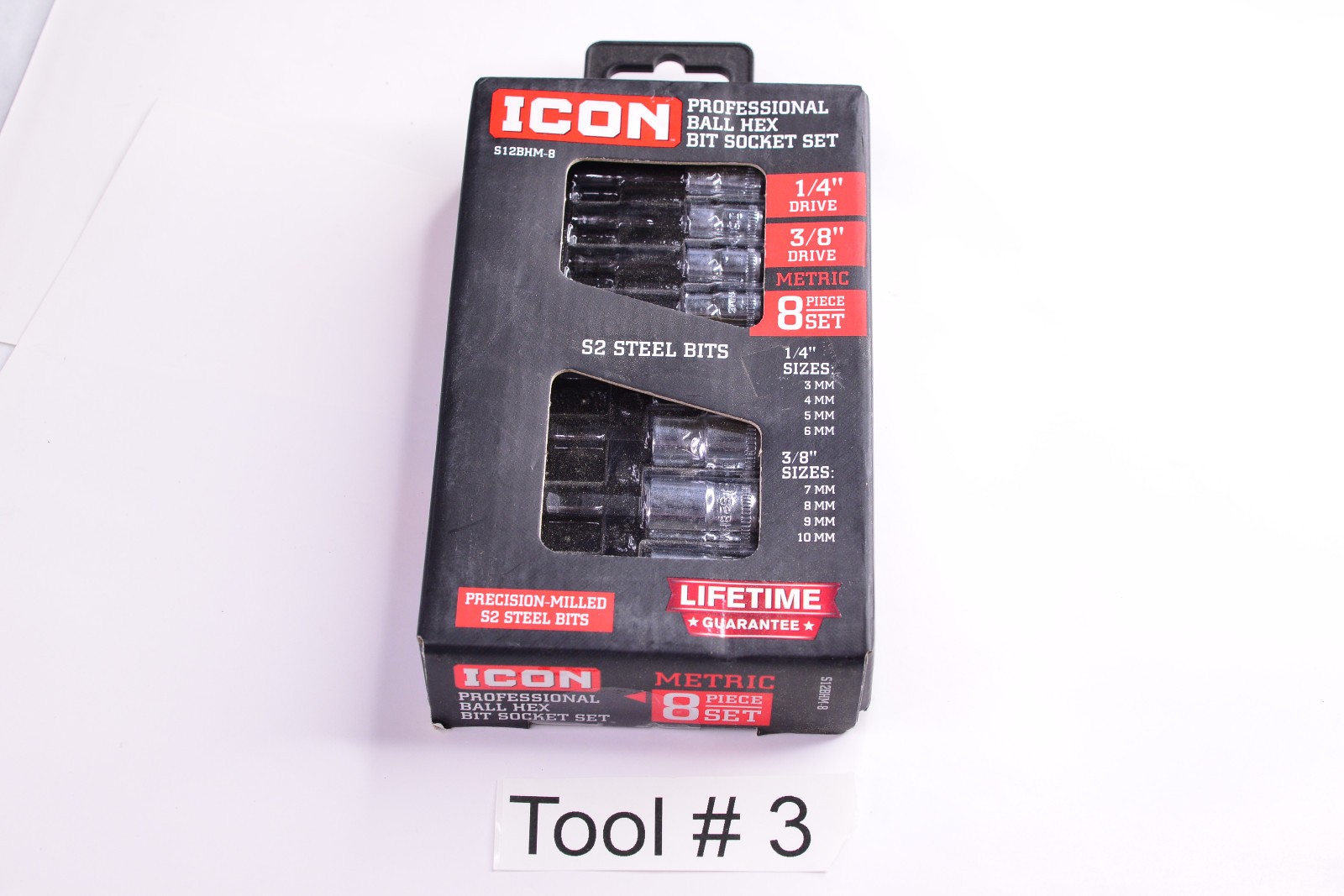 New ICON 1/4″ & 3/8″ Drive Professional METRIC Ball Hex Bit 8 pc. Socket Set