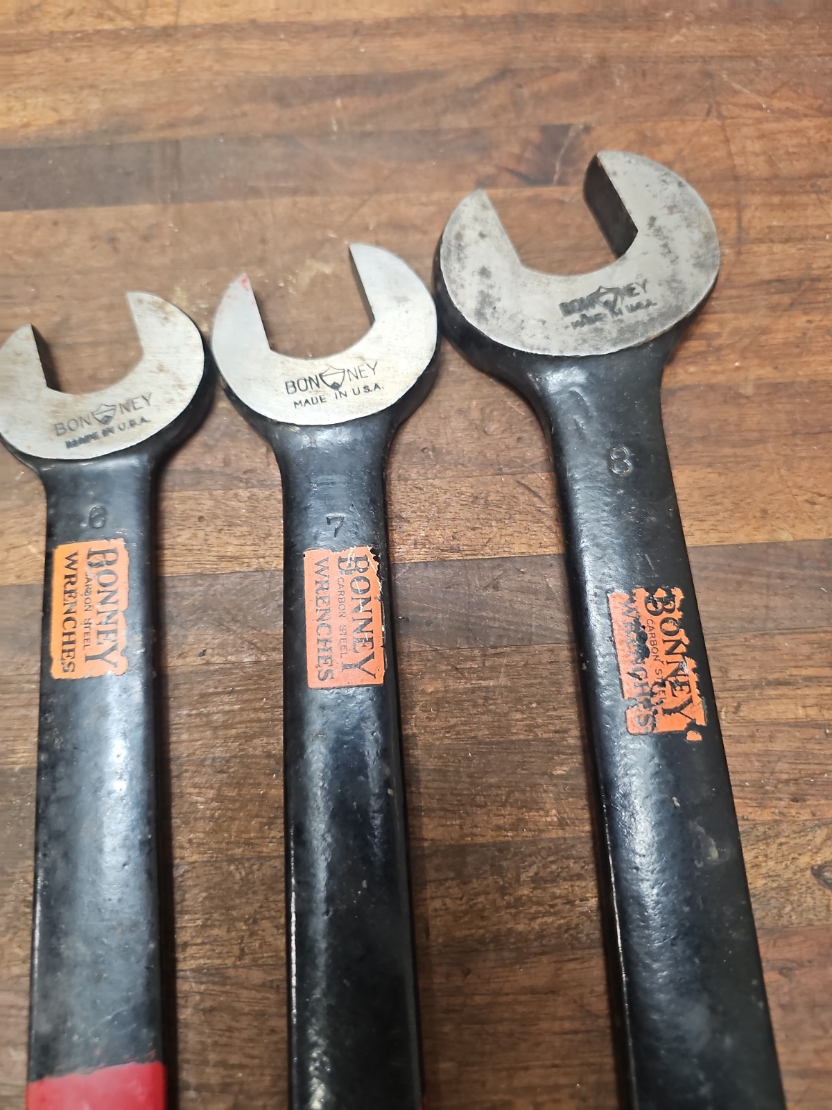 L58- Rare Vintage BONNEY Carbon Steel Engineer Wrench Set of 6 ORIGINAL LABELS