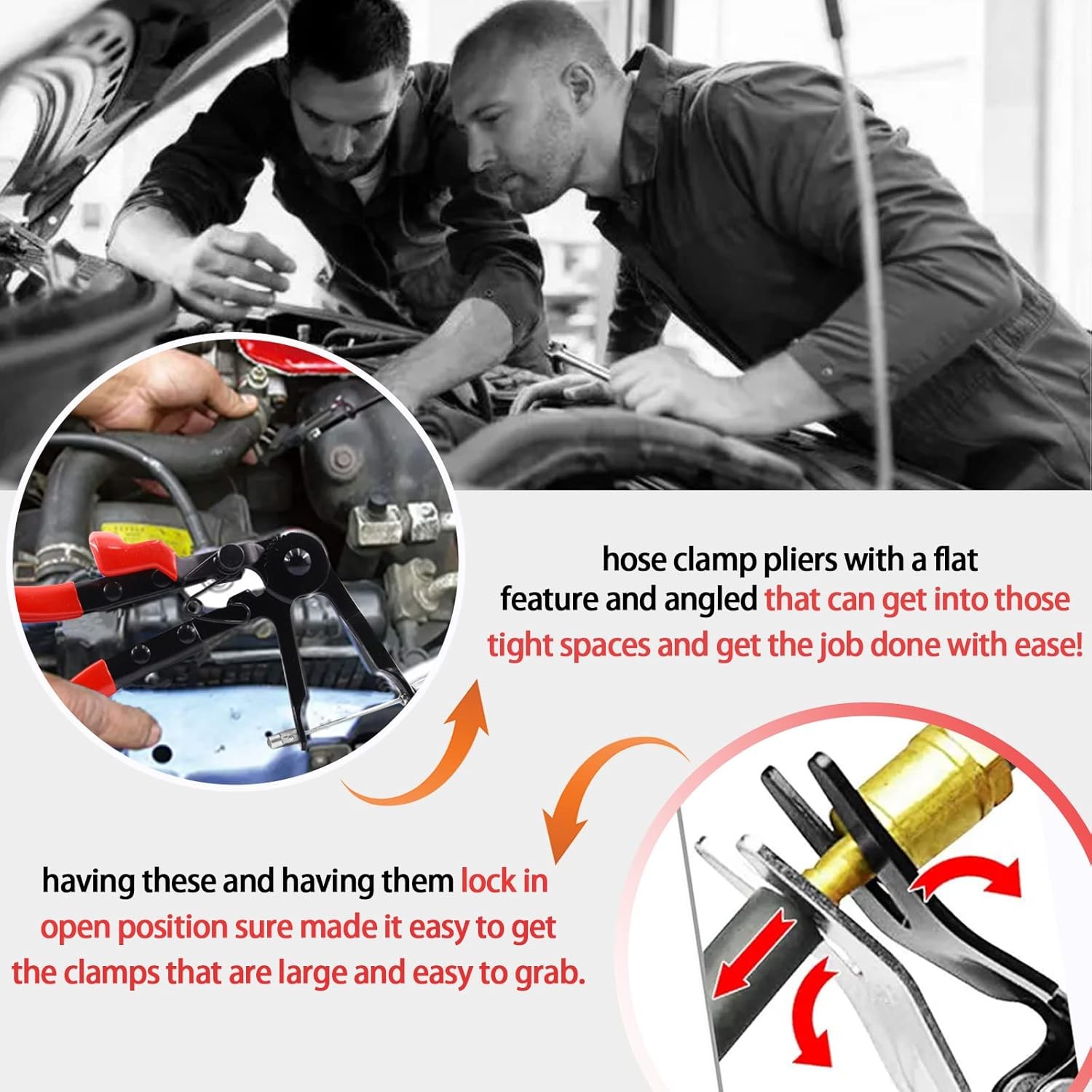 10Pc Hose Clamp Clip Remover Pliers Wire Long Reach Kit Fuel Oil Water Hose Tool