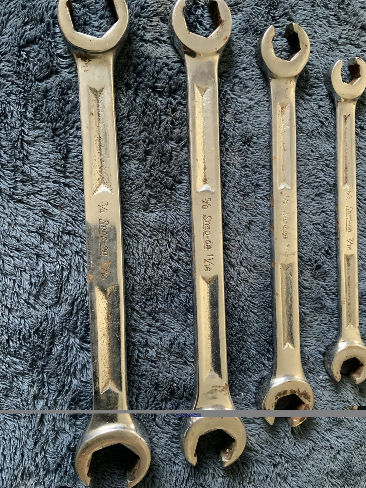 Snap On Double Flare Nut End Wrench Set, 5pc…Sae…..older Style…..see Pics….b