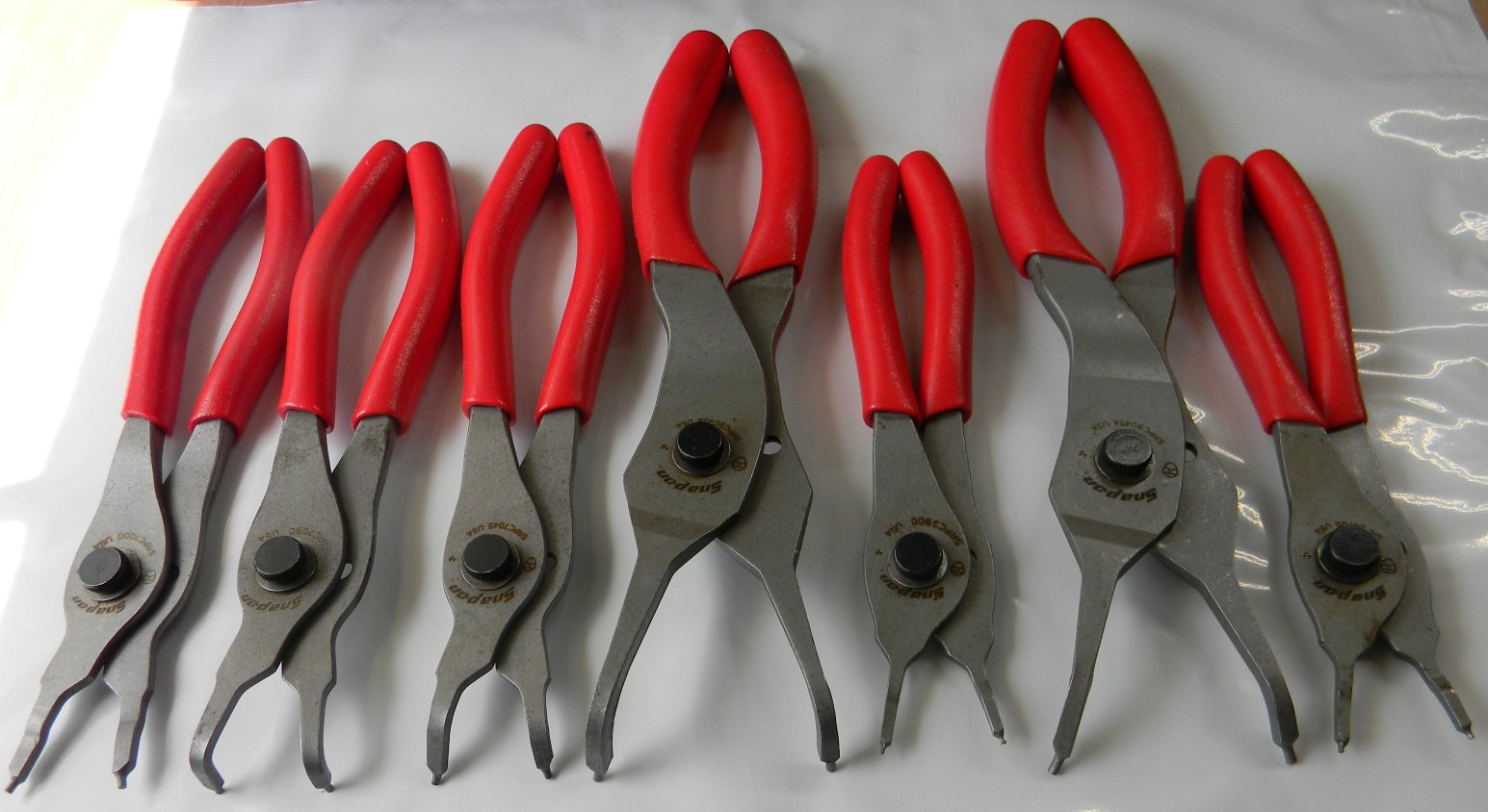 SNAP-ON 7PC RED VINYL GRIP SNAP RING PLIER SET #SRPC107 MADE IN THE USA