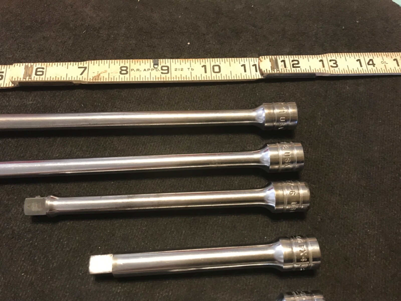 6 Piece Snap On Tools 3/8” Drive Extension Set 1-1/2”, 3”, 4-1/2”, 6”, 8”, 12”