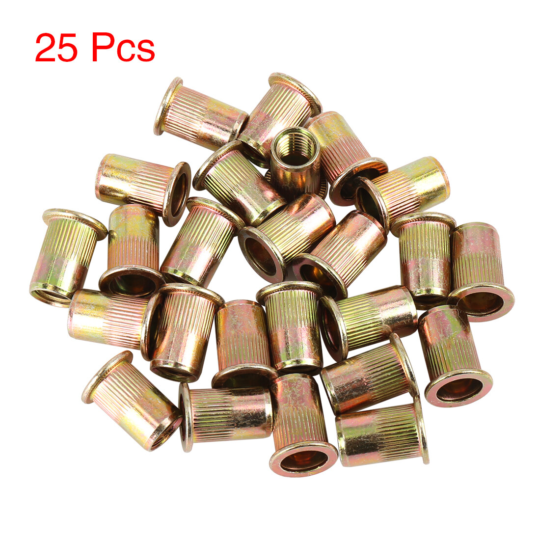 25 Pcs M10 Zinc Plated Carbon Steel Car Flat Head Rivet Nut Threaded Insert