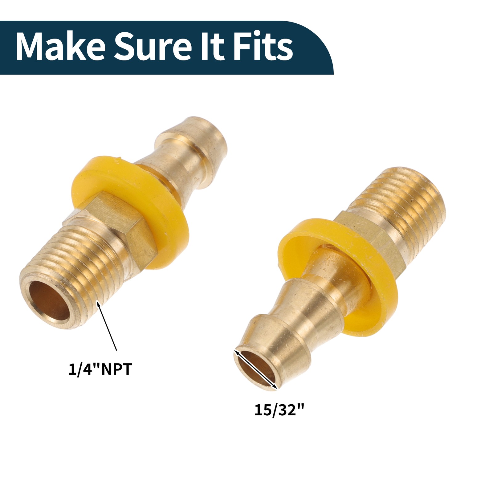 Brass Beard Fittings 15/32″ 1/4″NPT Male 2pcs Gold