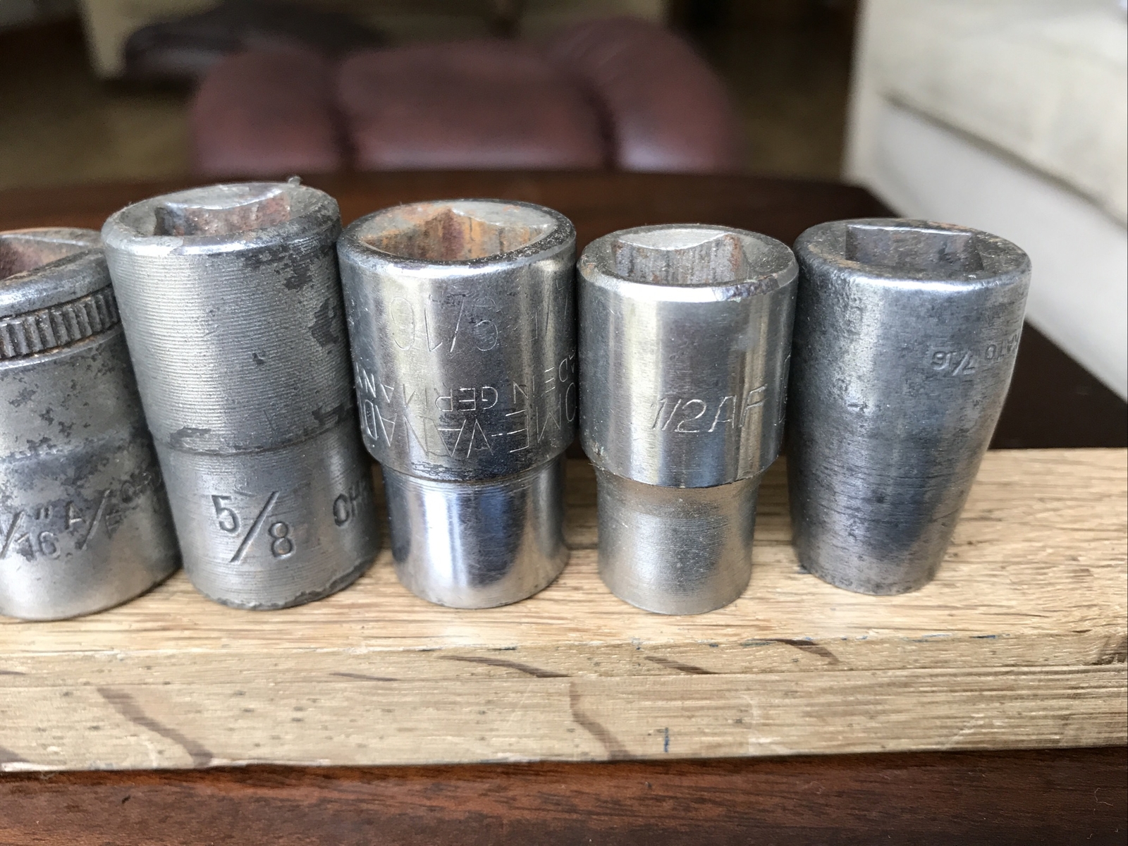Job Lot Off 10 German Sockets 1-3/16”To 7/16” AF With 1/2” Drive.