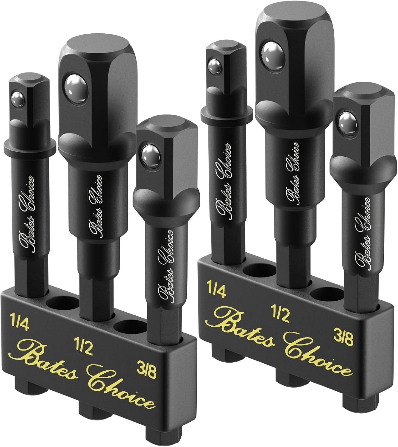 Hex Shank Impact Driver Adapter Set 6 Piece Bates Cr-V 1/4 3/8 1/2 Tool Durable