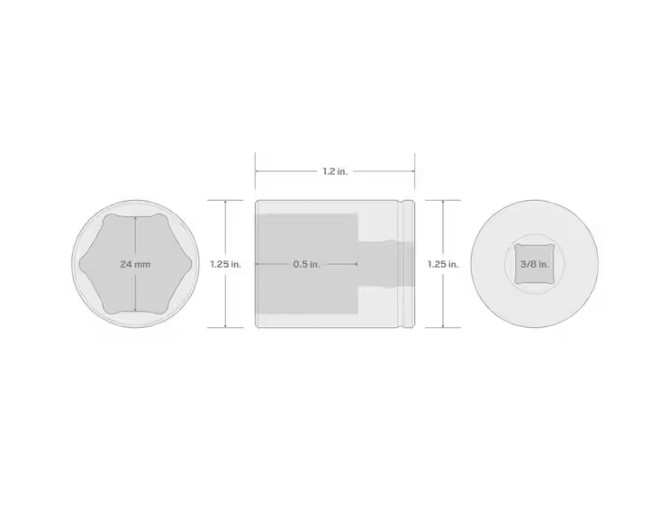 3/8 in. Drive x 24 mm 6-Point Socket